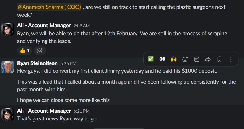 First Client Converted — $1,000 Deposit
